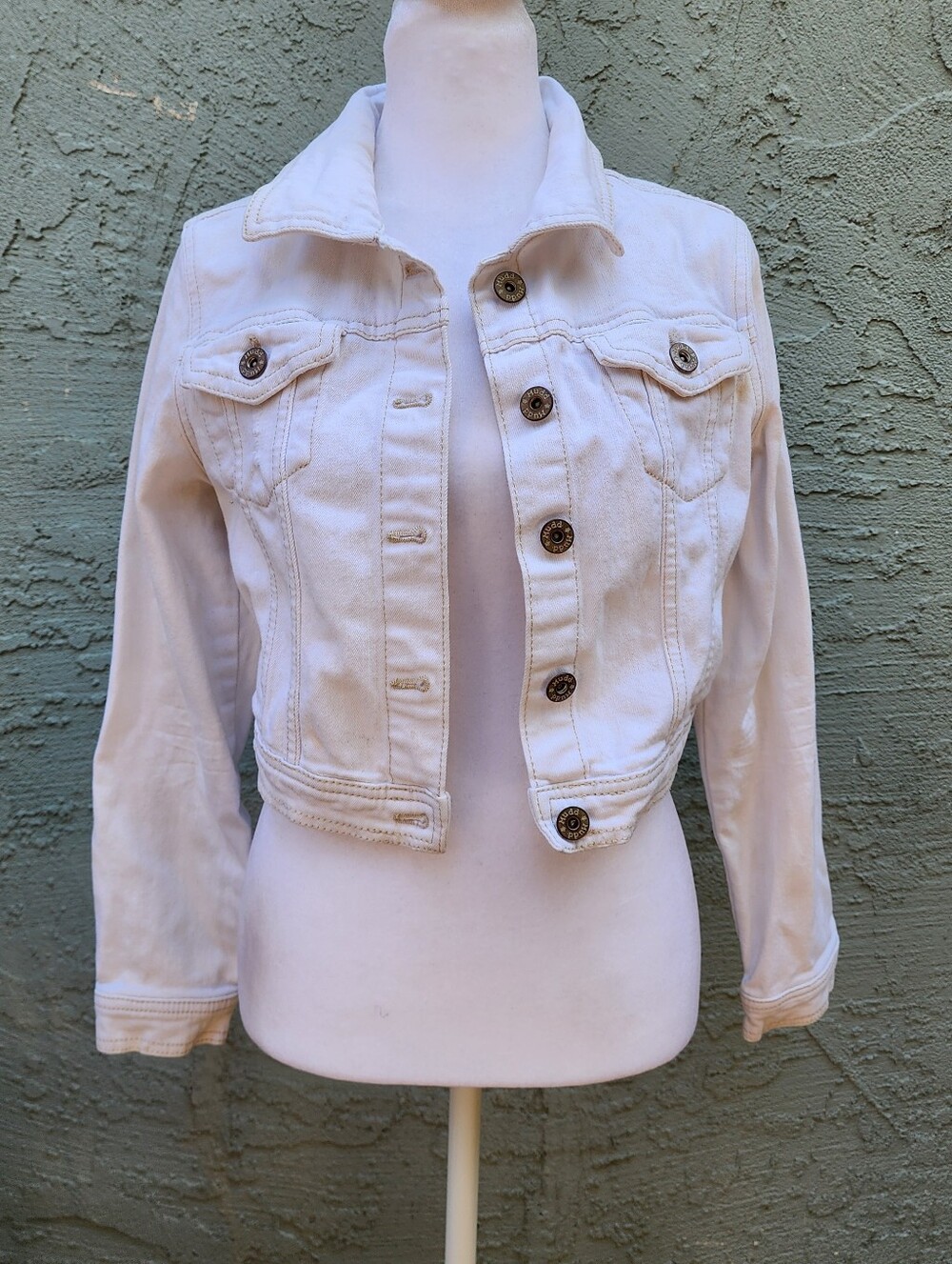 Vintage Mudd White Cropped Denim Jacket - Y2K Shrunken Jean Jacket [16]
